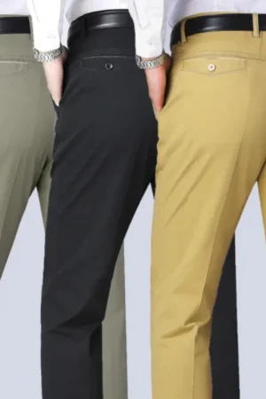 Men's Summer Thin Pants Classic Casual 100% Cotton Business Fashion Stretch Solid Comfortable Elastic Straigh Trousers KOACUS