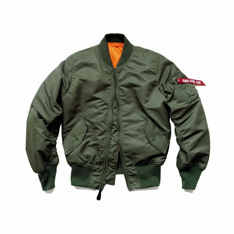 American Style Thickened Baseball Uniform Autumn Winter Army Green MA-1 Bomber Jacket Plus Size Stand Collar Work Jacket For Men - Image 2