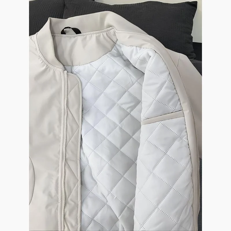 Autumn Winter New Mens American Style Short Casual Loose Minimalist Versatile Bomber Jacket Thickened Padded Outerwear - Image 3