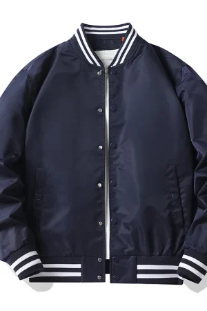 Men's spring and fall varsity jacket Solid color Korean fashion loose baseball uniform couple windproof waterproof bomber jacket