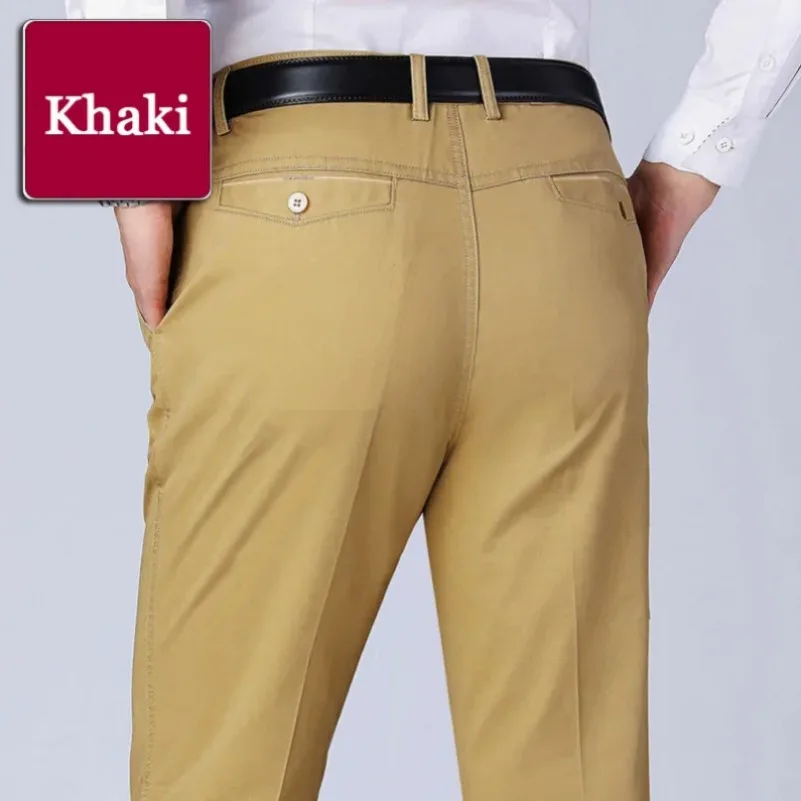 Men's Summer Thin Pants Classic Casual 100% Cotton Business Fashion Stretch Solid Comfortable Elastic Straigh Trousers KOACUS - Image 6