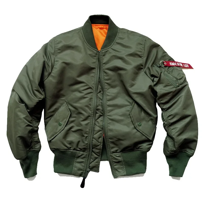 American Style Thickened Baseball Uniform Autumn Winter Army Green MA-1 Bomber Jacket Plus Size Stand Collar Work Jacket For Men - Image 5