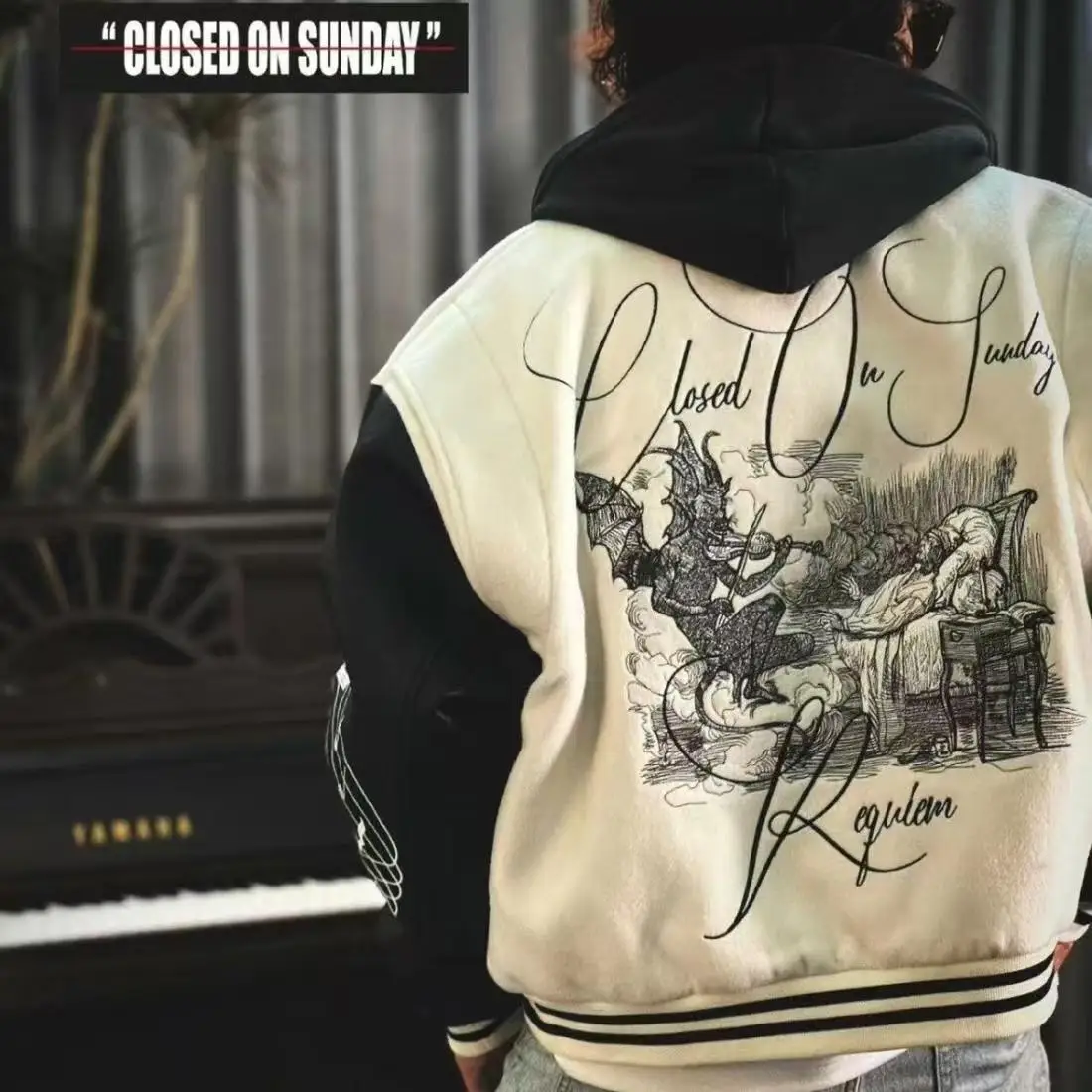 Embroidery Varsity Jacket Men PU Leather Sleeves Oversized Bomber Jackets Women Baseball Coats Streetwear Men Clothing - Image 3