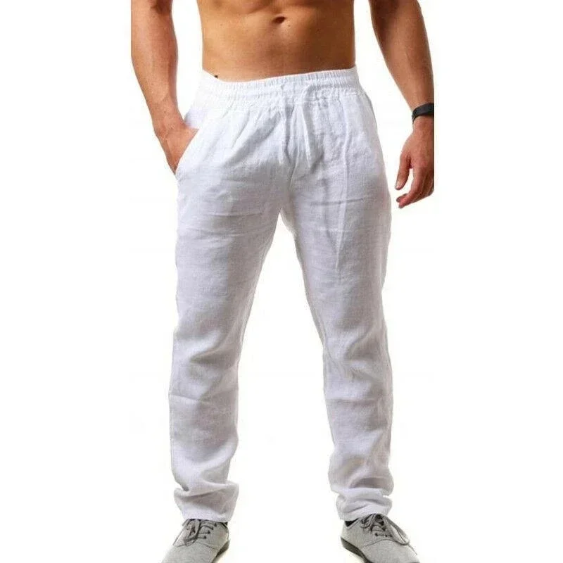 2024 Spring/Summer New Men's Cotton Linen Pants Summer Fashion Casual Solid Color Loose Plus Size M-4XL - Image 2