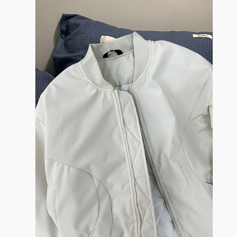 Autumn Winter New Mens American Style Short Casual Loose Minimalist Versatile Bomber Jacket Thickened Padded Outerwear - Image 4