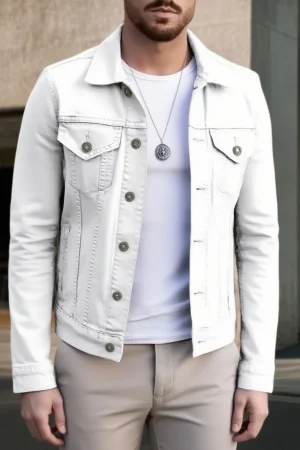 2025 New Men's Casual Denim Jacket Fashion Streetwear Solid Turn down Collar Spring Autumn Jean Outwear Male Daily Coat