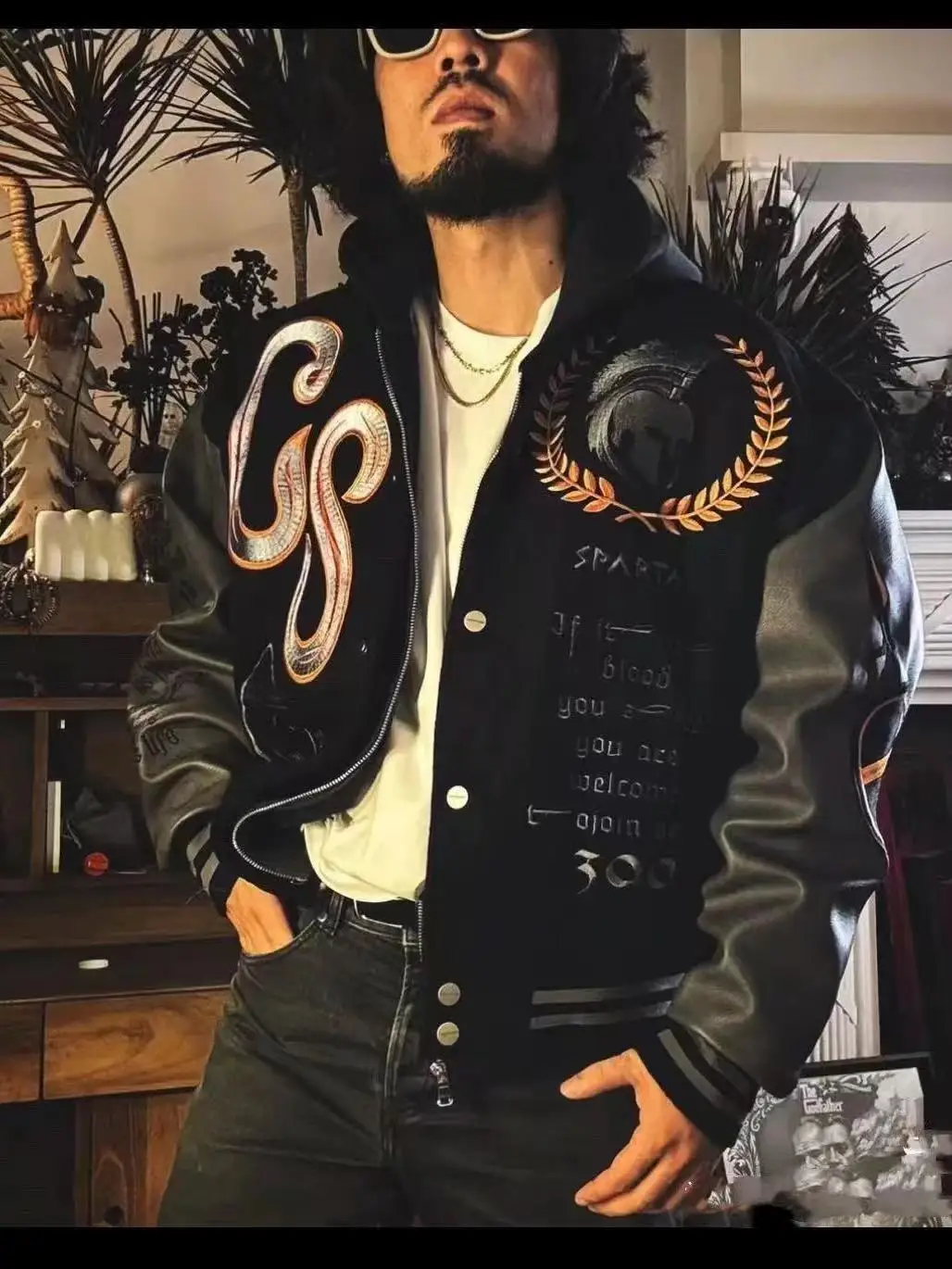 Embroidery Varsity Jacket Men PU Leather Sleeves Oversized Bomber Jackets Women Baseball Coats Streetwear Men Clothing - Image 5