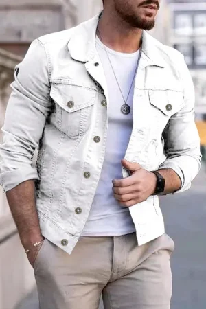 2025 New Men's Fashion Casual Jacket Washed Denim Top Autumn Loose Large Size Denim Jacket Men Jacket